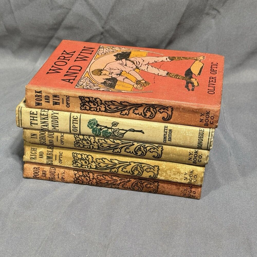 1910s Lot Of 5 Oliver Optic HC Books Yankee Middy Complete Edition Antique